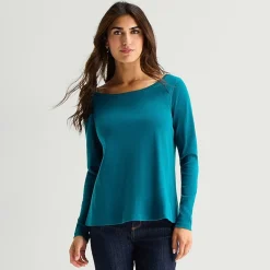 St. John's Bay Womens Easy-on + Easy-off Crew Neck Long Sleeve Adaptive T-Shirt