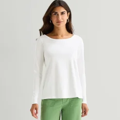 St. John's Bay Womens Easy-on + Easy-off Crew Neck Long Sleeve Adaptive T-Shirt