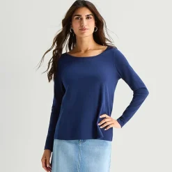 St. John's Bay Womens Easy-on + Easy-off Crew Neck Long Sleeve Adaptive T-Shirt