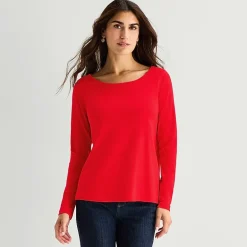 St. John's Bay Womens Easy-on + Easy-off Crew Neck Long Sleeve Adaptive T-Shirt