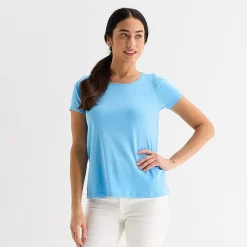 St. John's Bay Womens Easy-on + Easy-off Crew Neck Short Sleeve Adaptive T-Shirt