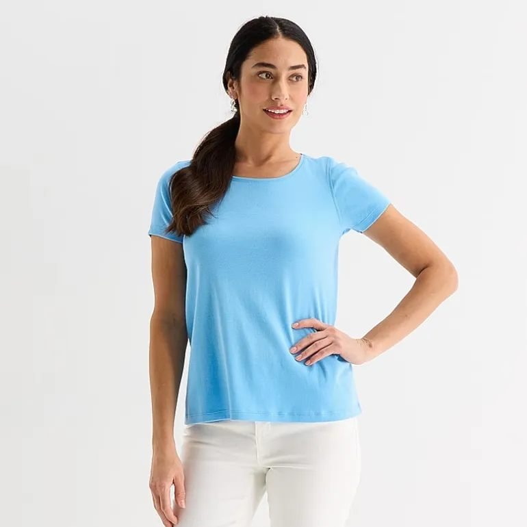 St. John's Bay Womens Easy-on + Easy-off Crew Neck Short Sleeve Adaptive T-Shirt