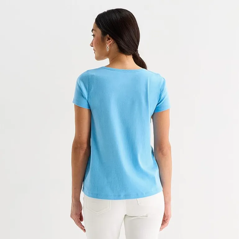 St. John's Bay Womens Easy-on + Easy-off Crew Neck Short Sleeve Adaptive T-Shirt