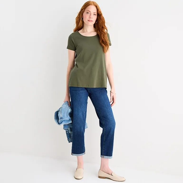 St. John's Bay Womens Easy-on + Easy-off Crew Neck Short Sleeve Adaptive T-Shirt