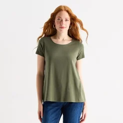 St. John's Bay Womens Easy-on + Easy-off Crew Neck Short Sleeve Adaptive T-Shirt