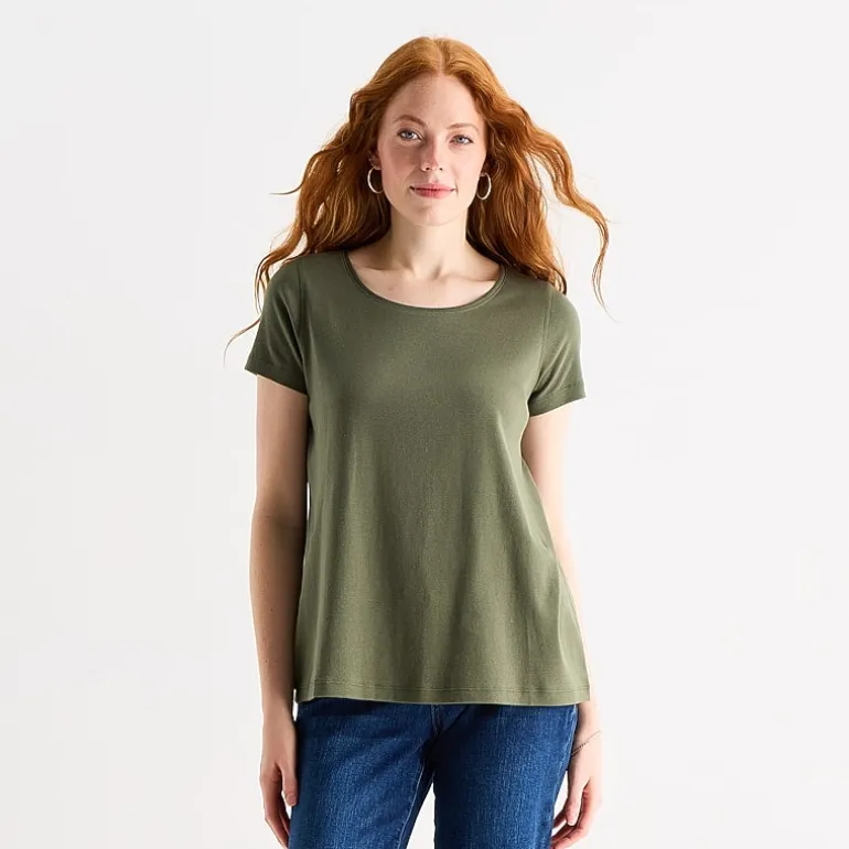 St. John's Bay Womens Easy-on + Easy-off Crew Neck Short Sleeve Adaptive T-Shirt