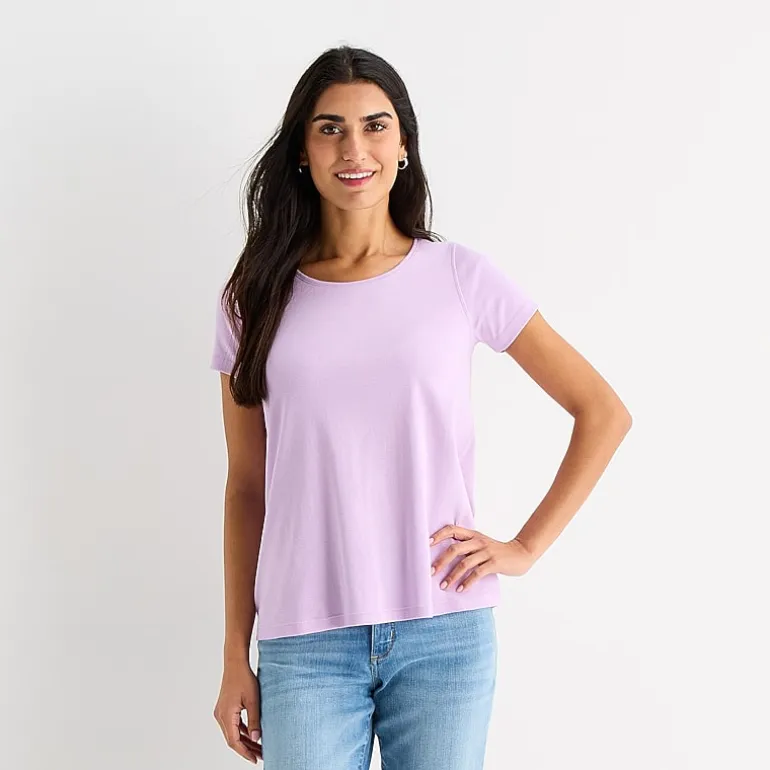 St. John's Bay Womens Easy-on + Easy-off Crew Neck Short Sleeve Adaptive T-Shirt