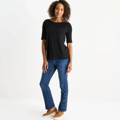 St. John's Bay Womens Easy-on + Easy-off Boat Neck Short Sleeve Adaptive T-Shirt