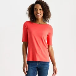 St. John's Bay Womens Easy-on + Easy-off Boat Neck Short Sleeve Adaptive T-Shirt