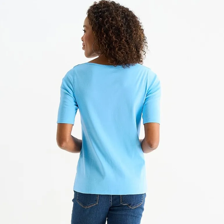 St. John's Bay Womens Easy-on + Easy-off Boat Neck Short Sleeve Adaptive T-Shirt