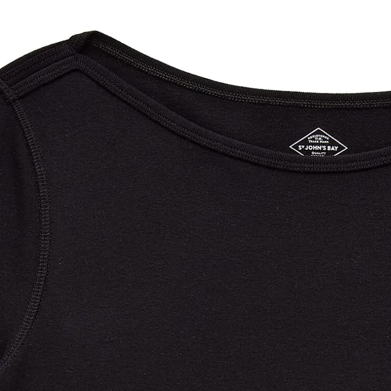 St. John's Bay Womens Easy-on + Easy-off Boat Neck Short Sleeve Adaptive T-Shirt