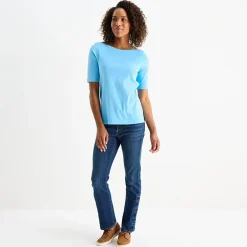 St. John's Bay Womens Easy-on + Easy-off Boat Neck Short Sleeve Adaptive T-Shirt