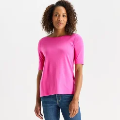 St. John's Bay Womens Easy-on + Easy-off Boat Neck Short Sleeve Adaptive T-Shirt