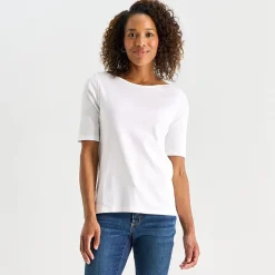 St. John's Bay Womens Easy-on + Easy-off Boat Neck Short Sleeve Adaptive T-Shirt