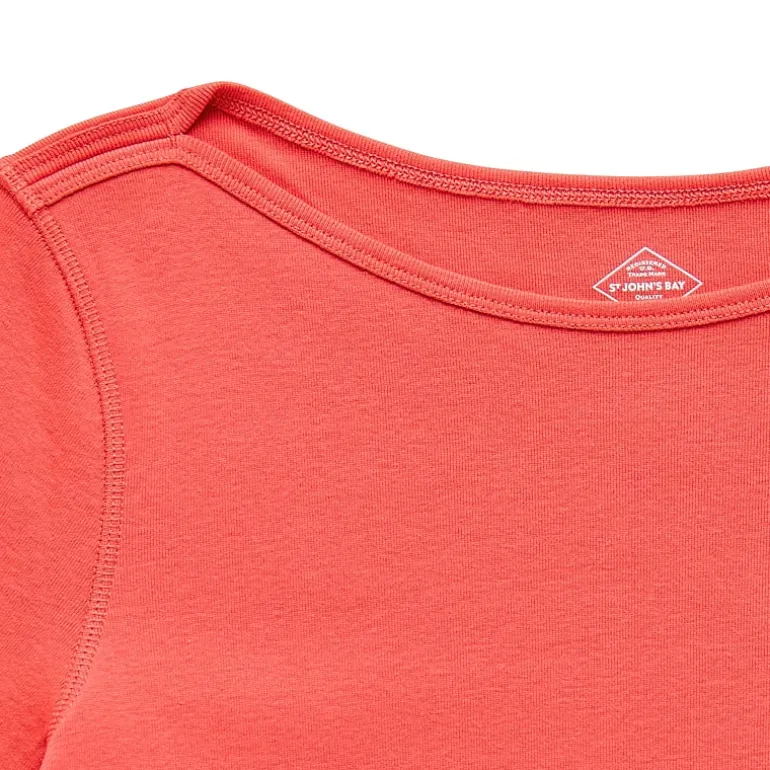 St. John's Bay Womens Easy-on + Easy-off Boat Neck Short Sleeve Adaptive T-Shirt
