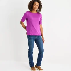 St. John's Bay Womens Easy-on + Easy-off Boat Neck Short Sleeve Adaptive T-Shirt