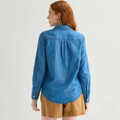 St. John's Bay Womens Easy-on + Easy-off Cuffed Long Sleeve Regular Fit Button-Down Shirt