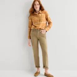 St. John's Bay Womens Easy-on + Easy-off Cuffed Long Sleeve Regular Fit Button-Down Shirt