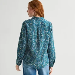 St. John's Bay Womens Easy-on + Easy-off Cuffed Long Sleeve Regular Fit Button-Down Shirt