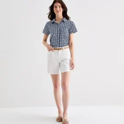 St. John's Bay Womens Easy-on + Easy-off Hidden Access Opening Roll Short Sleeve Regular Fit Button-Down Shirt