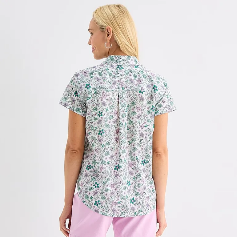 St. John's Bay Womens Easy-on + Easy-off Hidden Access Opening Roll Short Sleeve Regular Fit Button-Down Shirt