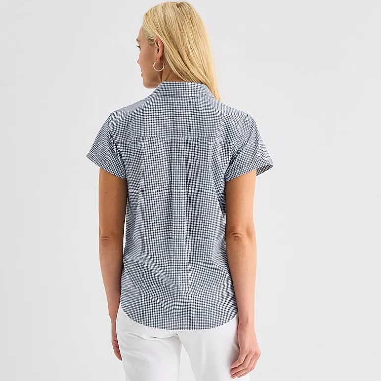 St. John's Bay Womens Easy-on + Easy-off Hidden Access Opening Roll Short Sleeve Regular Fit Button-Down Shirt