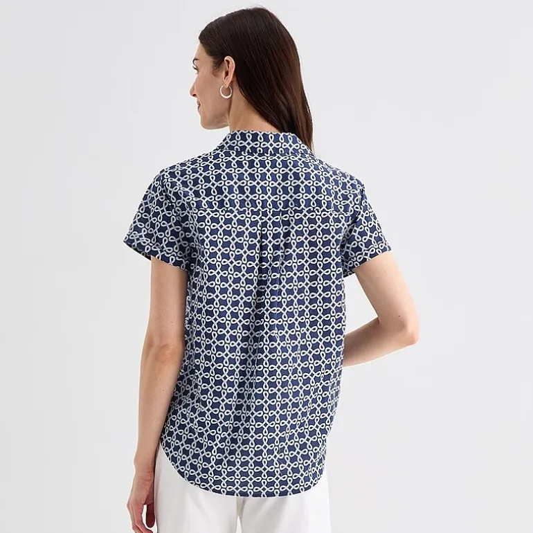St. John's Bay Womens Easy-on + Easy-off Hidden Access Opening Roll Short Sleeve Regular Fit Button-Down Shirt