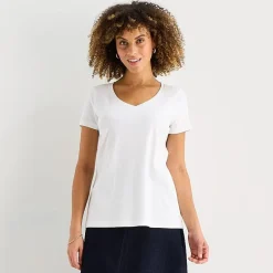 St. John's Bay Womens Easy-on + Easy-off V Neck Short Sleeve Adaptive T-Shirt
