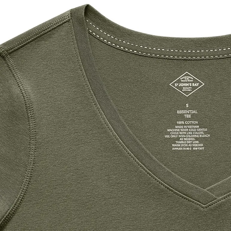 St. John's Bay Womens Easy-on + Easy-off V Neck Short Sleeve Adaptive T-Shirt