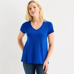St. John's Bay Womens Easy-on + Easy-off V Neck Short Sleeve Adaptive T-Shirt