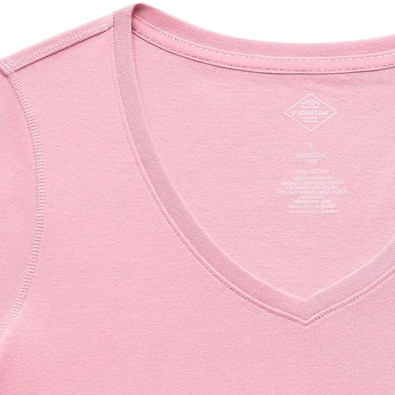 St. John's Bay Womens Easy-on + Easy-off V Neck 3/4 Sleeve Adaptive T-Shirt