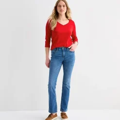 St. John's Bay Womens Easy-on + Easy-off V Neck 3/4 Sleeve Adaptive T-Shirt