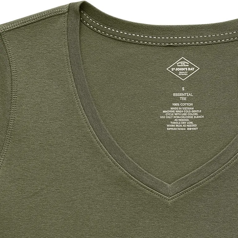 St. John's Bay Womens Easy-on + Easy-off V Neck 3/4 Sleeve Adaptive T-Shirt