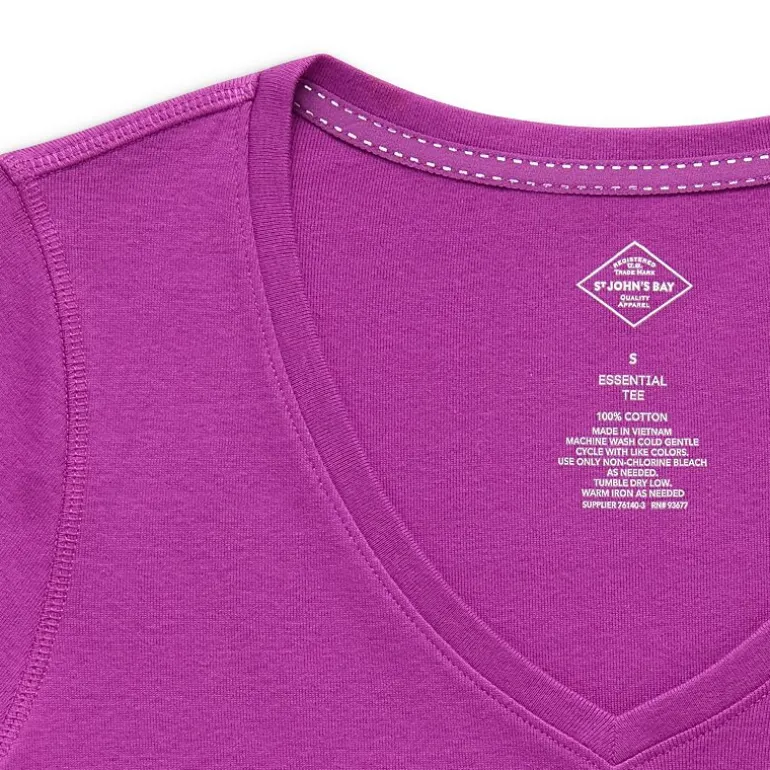St. John's Bay Womens Easy-on + Easy-off V Neck 3/4 Sleeve Adaptive T-Shirt