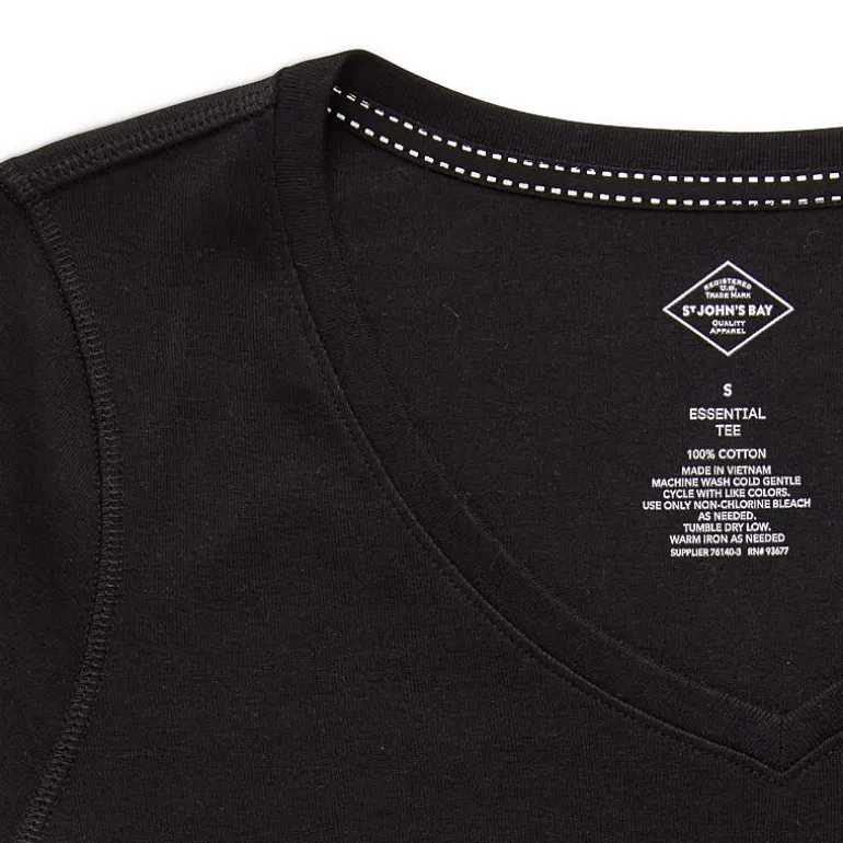 St. John's Bay Womens Easy-on + Easy-off V Neck 3/4 Sleeve Adaptive T-Shirt