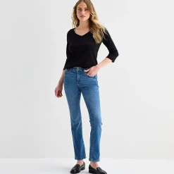 St. John's Bay Womens Easy-on + Easy-off V Neck 3/4 Sleeve Adaptive T-Shirt
