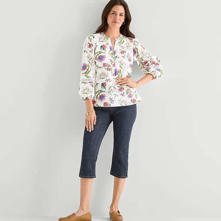 St. John's Bay Womens Henley Neck 3/4 Sleeve Blouse