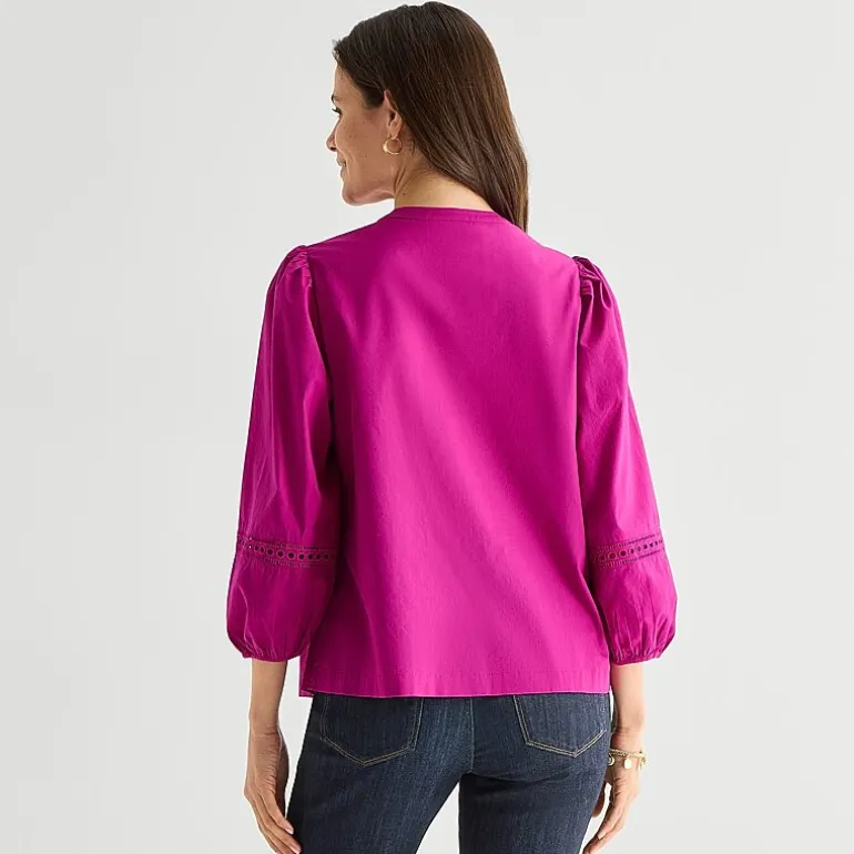 St. John's Bay Womens Henley Neck 3/4 Sleeve Blouse