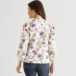 St. John's Bay Womens Henley Neck 3/4 Sleeve Blouse