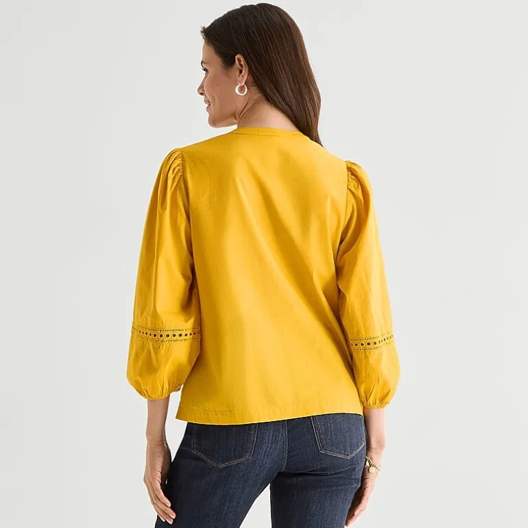 St. John's Bay Womens Henley Neck 3/4 Sleeve Blouse