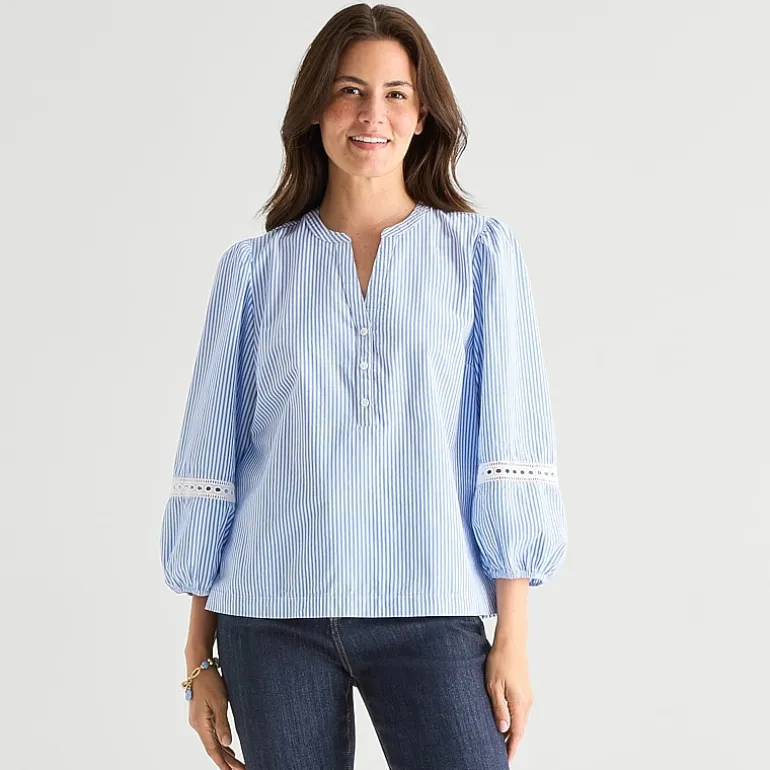 St. John's Bay Womens Henley Neck 3/4 Sleeve Blouse
