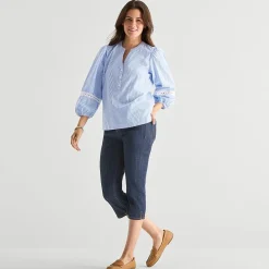 St. John's Bay Womens Henley Neck 3/4 Sleeve Blouse
