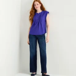 St. John's Bay Womens Henley Neck Short Sleeve Blouse