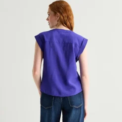 St. John's Bay Womens Henley Neck Short Sleeve Blouse
