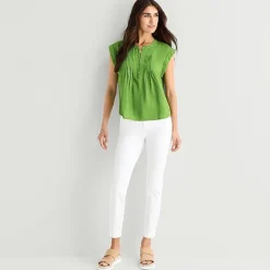 St. John's Bay Womens Henley Neck Short Sleeve Blouse