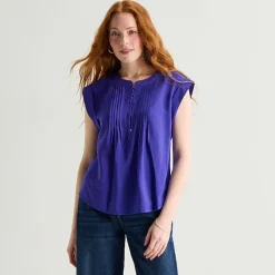 St. John's Bay Womens Henley Neck Short Sleeve Blouse