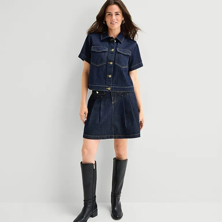 St. John's Bay Womens High Rise Midi Denim Skirt