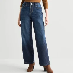 St. John's Bay Womens High Rise Stretch Fabric Wide Leg Jean