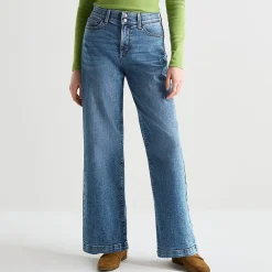 St. John's Bay Womens High Rise Stretch Fabric Wide Leg Jean