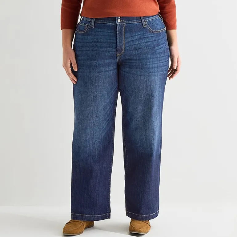 St. John's Bay Womens High Rise Wide Leg Jean